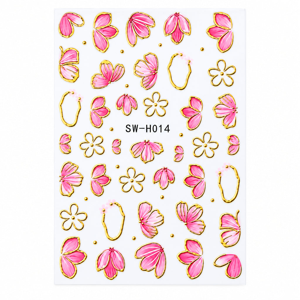 3D Pink Lotus Flower Nail Stickers