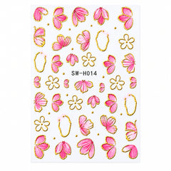 3D Pink Lotus Flower Nail Stickers