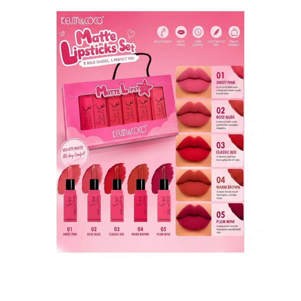 Kevin & Coco 5-Piece Matte Lipstick Set