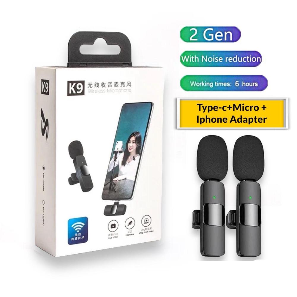 K9 Dual Professional Wireless Type-a, Type-c and Lightning Microphone