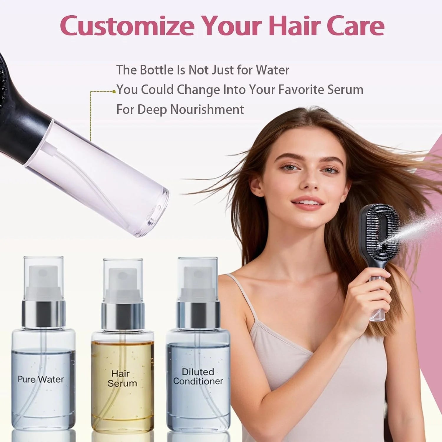 Wanmei  2-in-1 Water Mist Spray Hair Brush - All Hair Types - Each