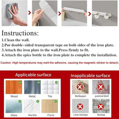Wall Mounted Magnetic Seasoning Box -  6 Pcs Set