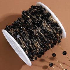Crystal Stone Black Beaded Chain Permanent Bracelet