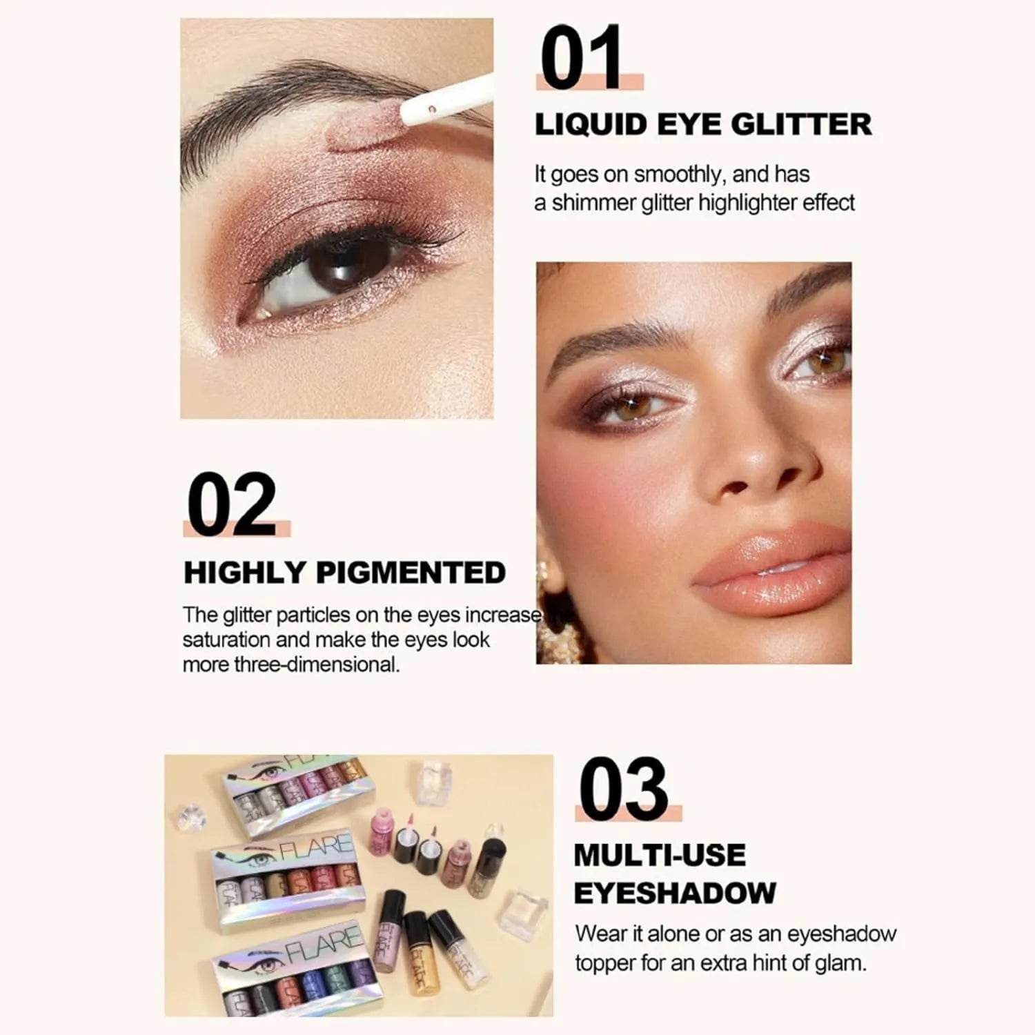 Flare Glitter Eye Shadow 6 Pcs Set