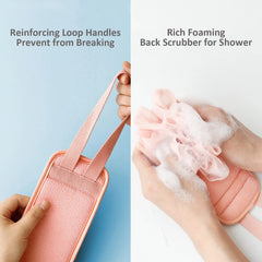 Back Scrubber for Shower, 30 Inches Long Strap Double Sided Exfoliating Loofah Sponge