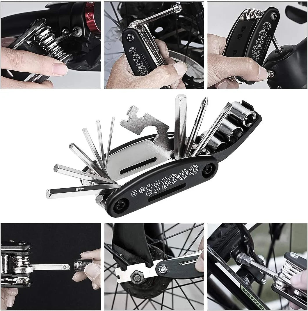 16 in 1 Bike Repair Tool Kit, Portable Multi Function Accessories Set
