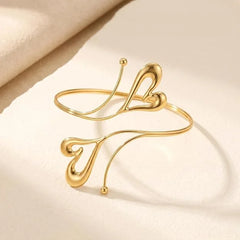 Stainless Steel double-heart orbital arm cuff - Each