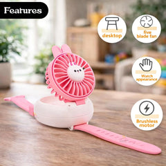 Kids Wrist Watch Fan USB Rechargeable Portable Mini Fan