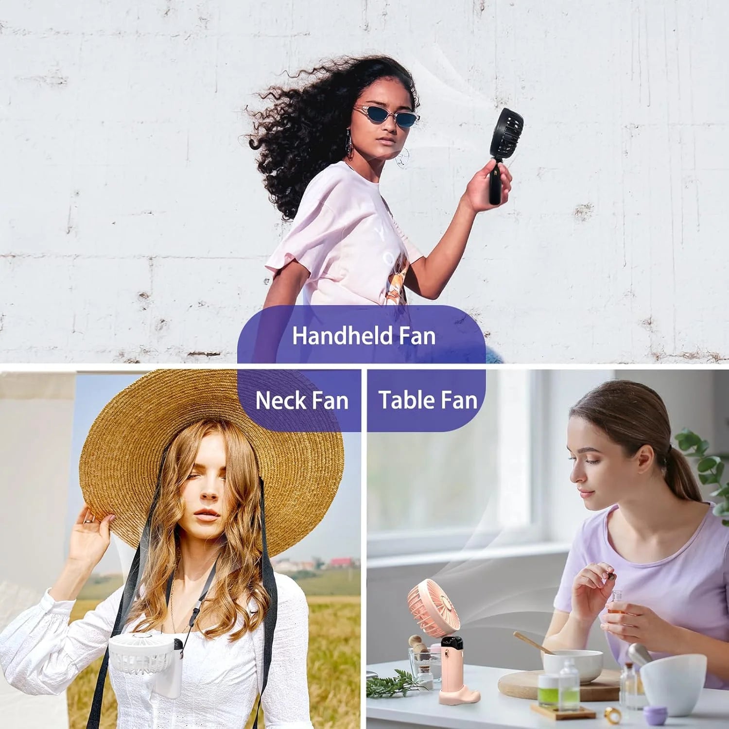 Portable Handheld Personal Rechargeable Fan LED Digital Display