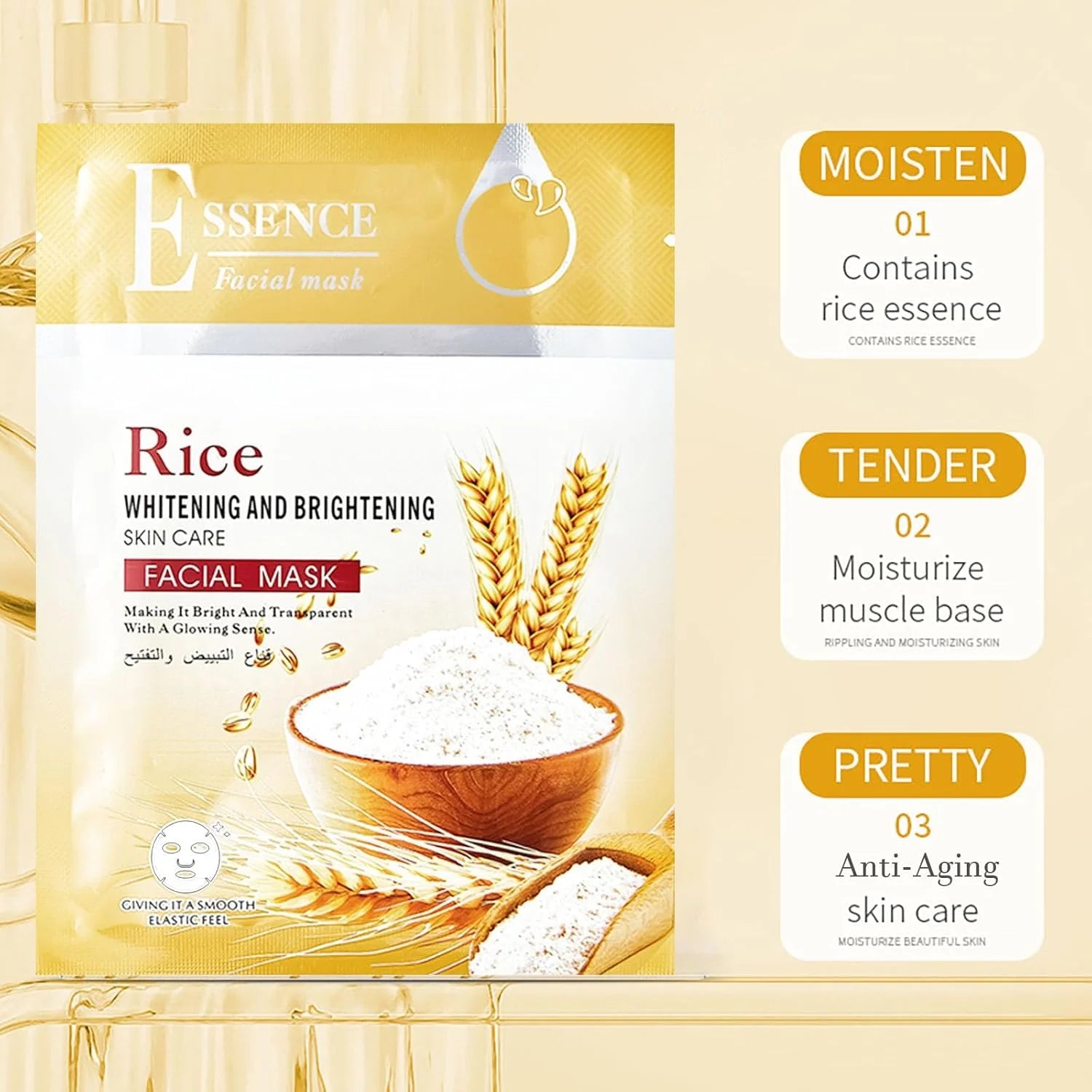 Oyax Rice Whitening and Brightening Facial Mask - 10 PCS