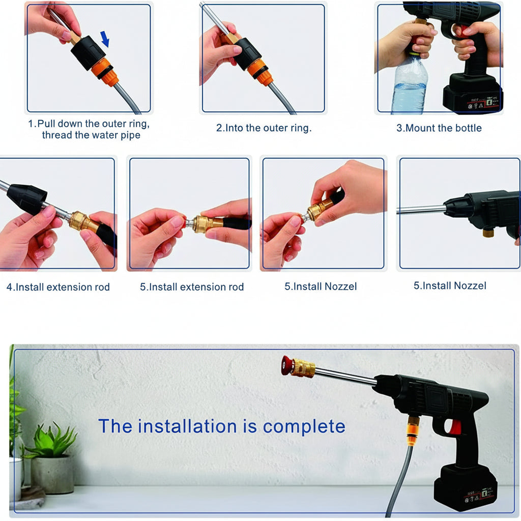 Automatic Cordless Car Wash Spray Gun – 48V High Pressure Wireless Foam Jet Washer