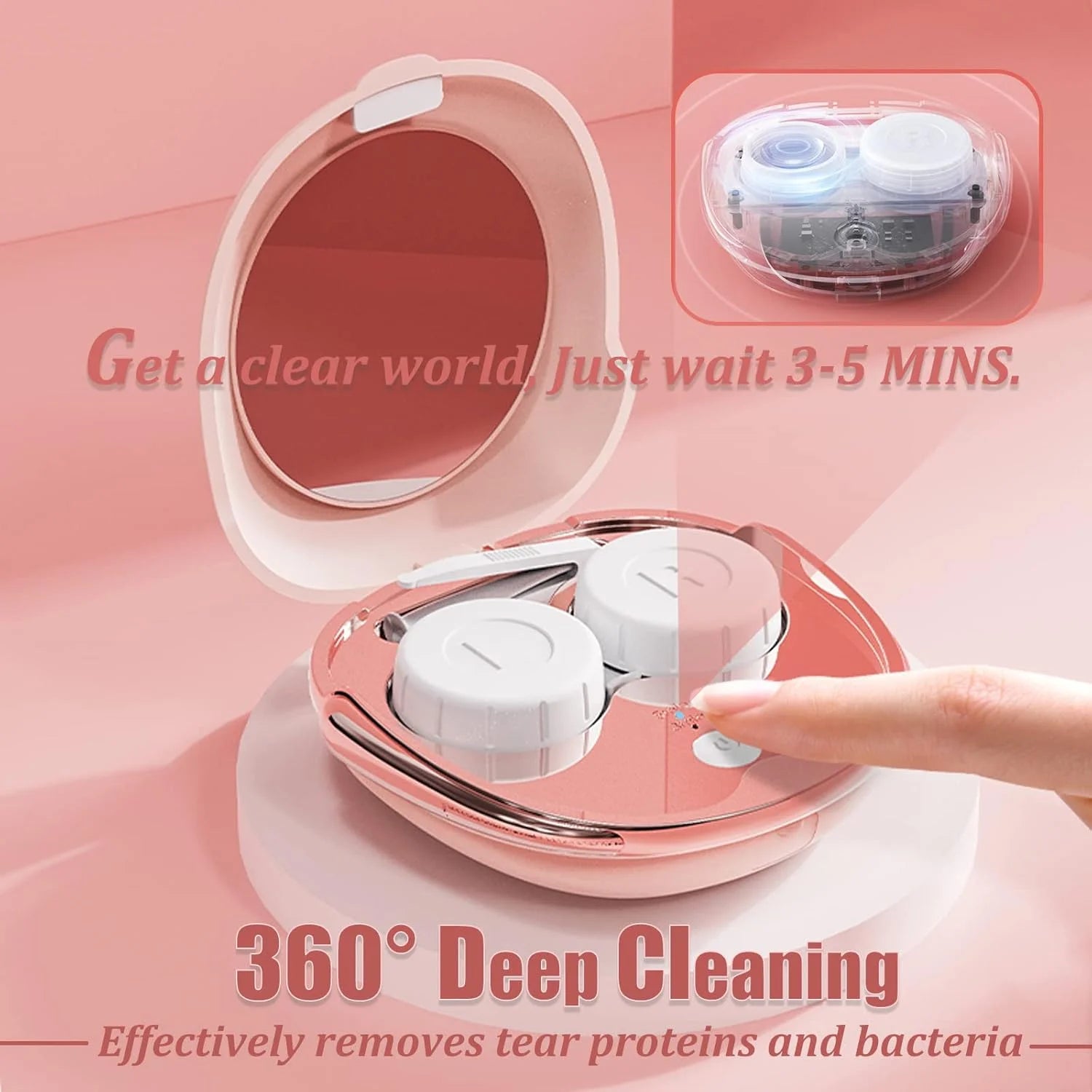 Fashionable Contact Lens Case Automatic Ultrasonic Contact Lens Cleaner