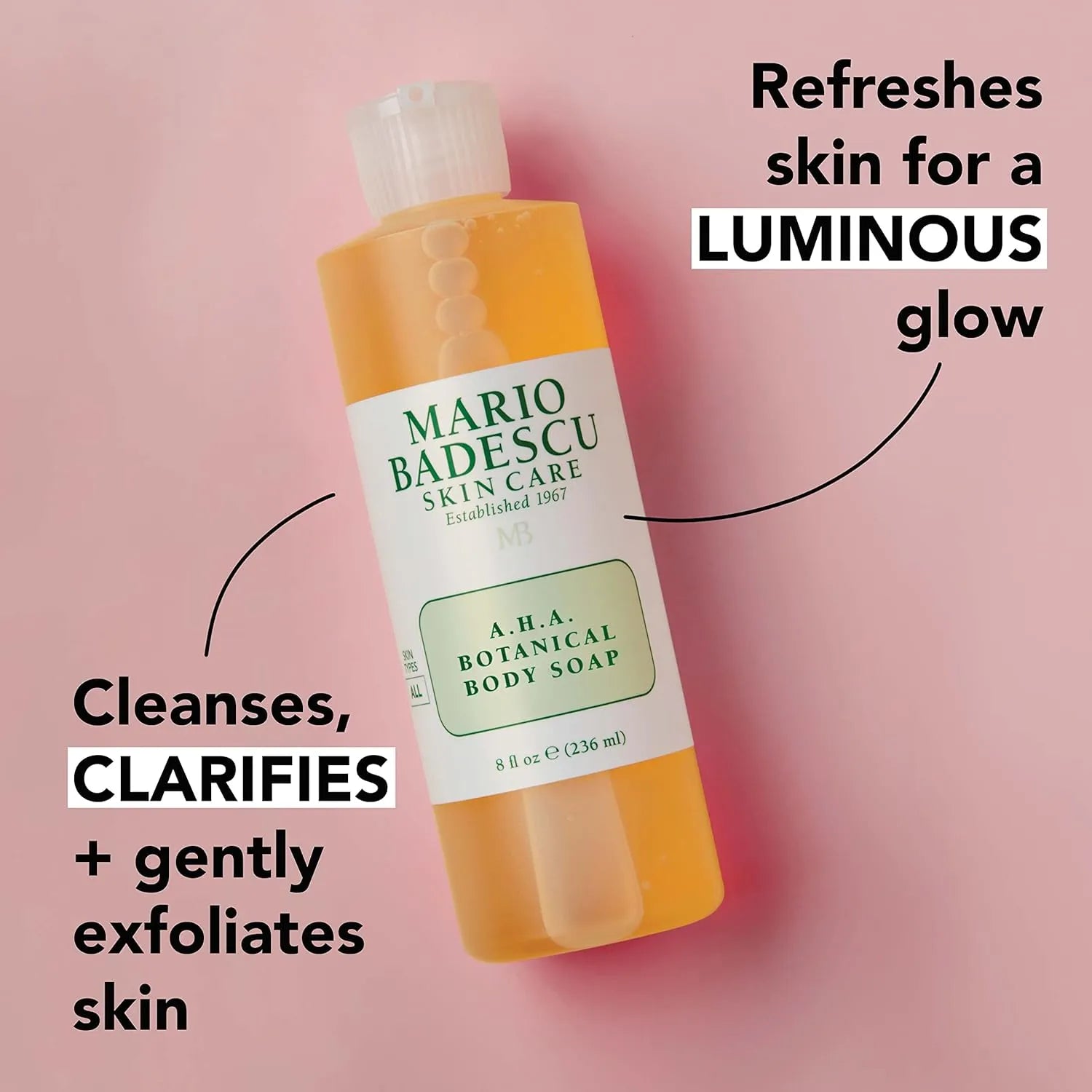 Mario Badescu AHA Botanical Body Wash Moisturizing, Clarifying and Gentle Exfoliating Wash - 236ml