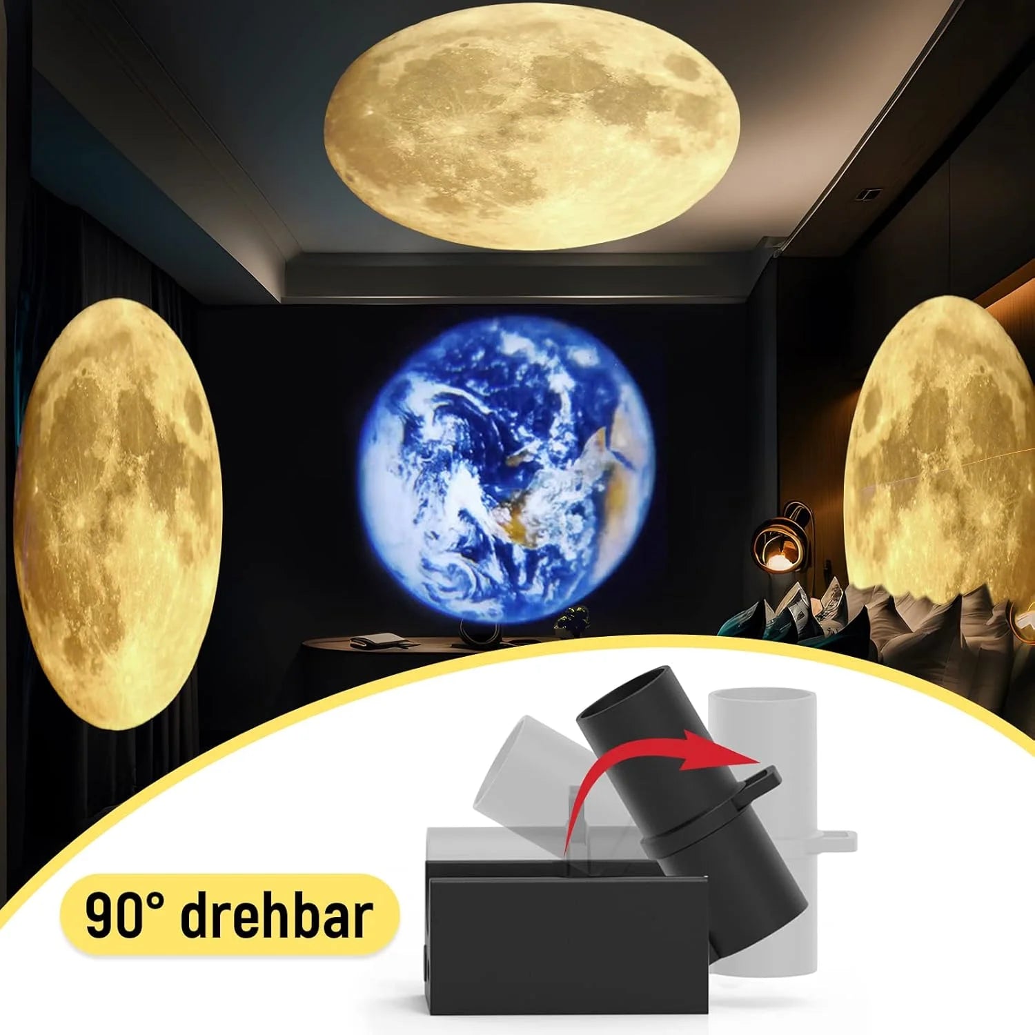 3D Moon Earth Projection LED Lamp