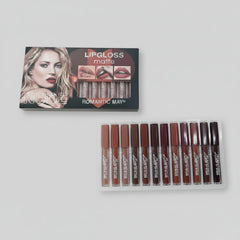 Romantic May Nude Matte Lip Gloss – 12 Piece Set