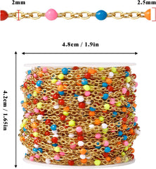 Gold Cable Chains Colorful Enamel  Permanent Bracelet