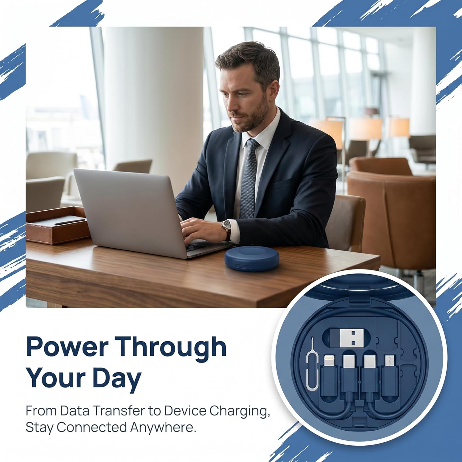USB C Adapter Kit, Multi Charging Cable Storage Box