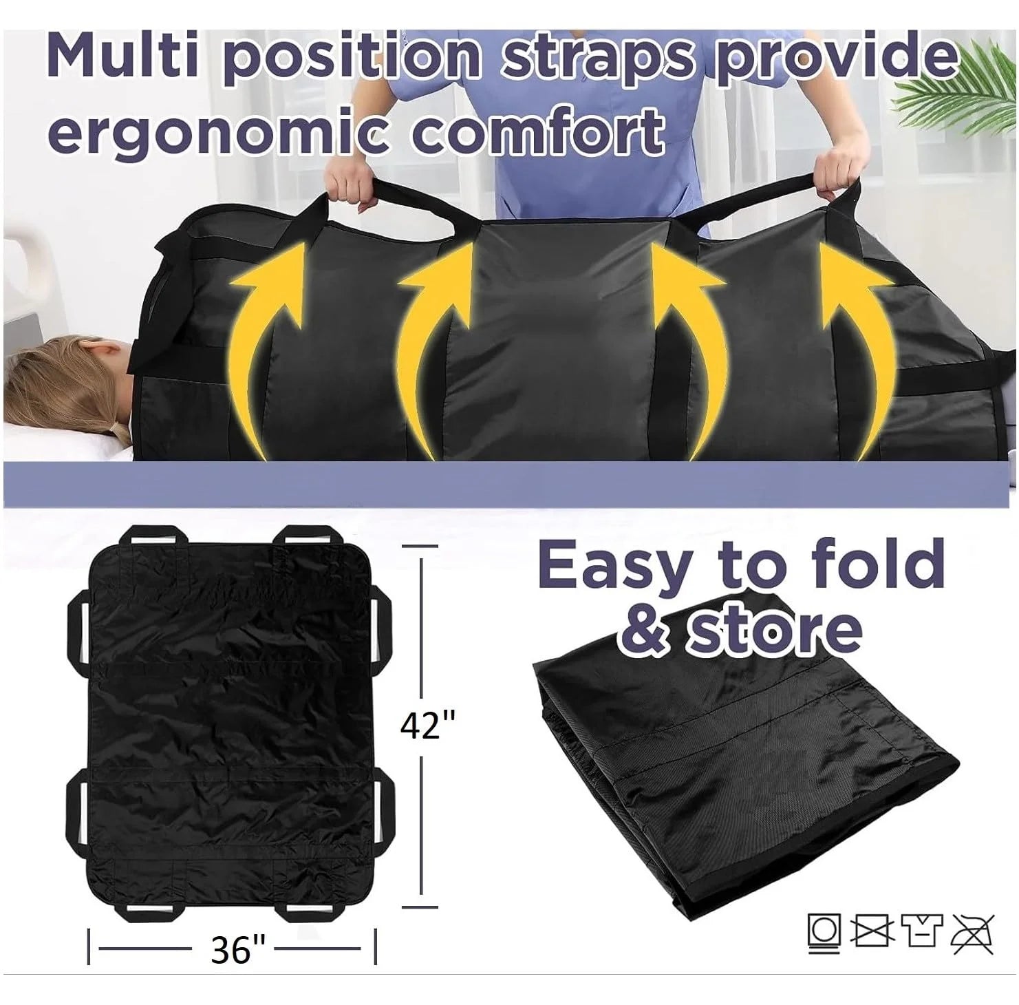 Positioning Bed Pad with Reinforced Handles - 1 Pack 43" x 36
