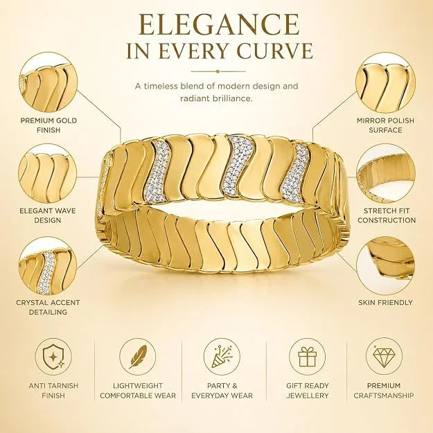 Stainless Steel Art Deco Sculptural Bangle  - Each