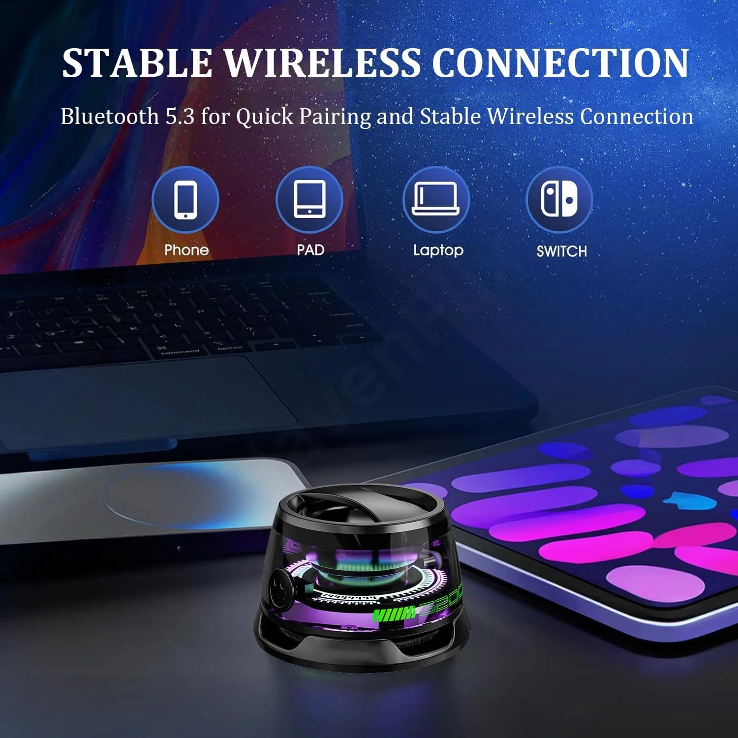 Multifunctional G200 Portable Magnetic Bluetooth Speaker with RGB Light