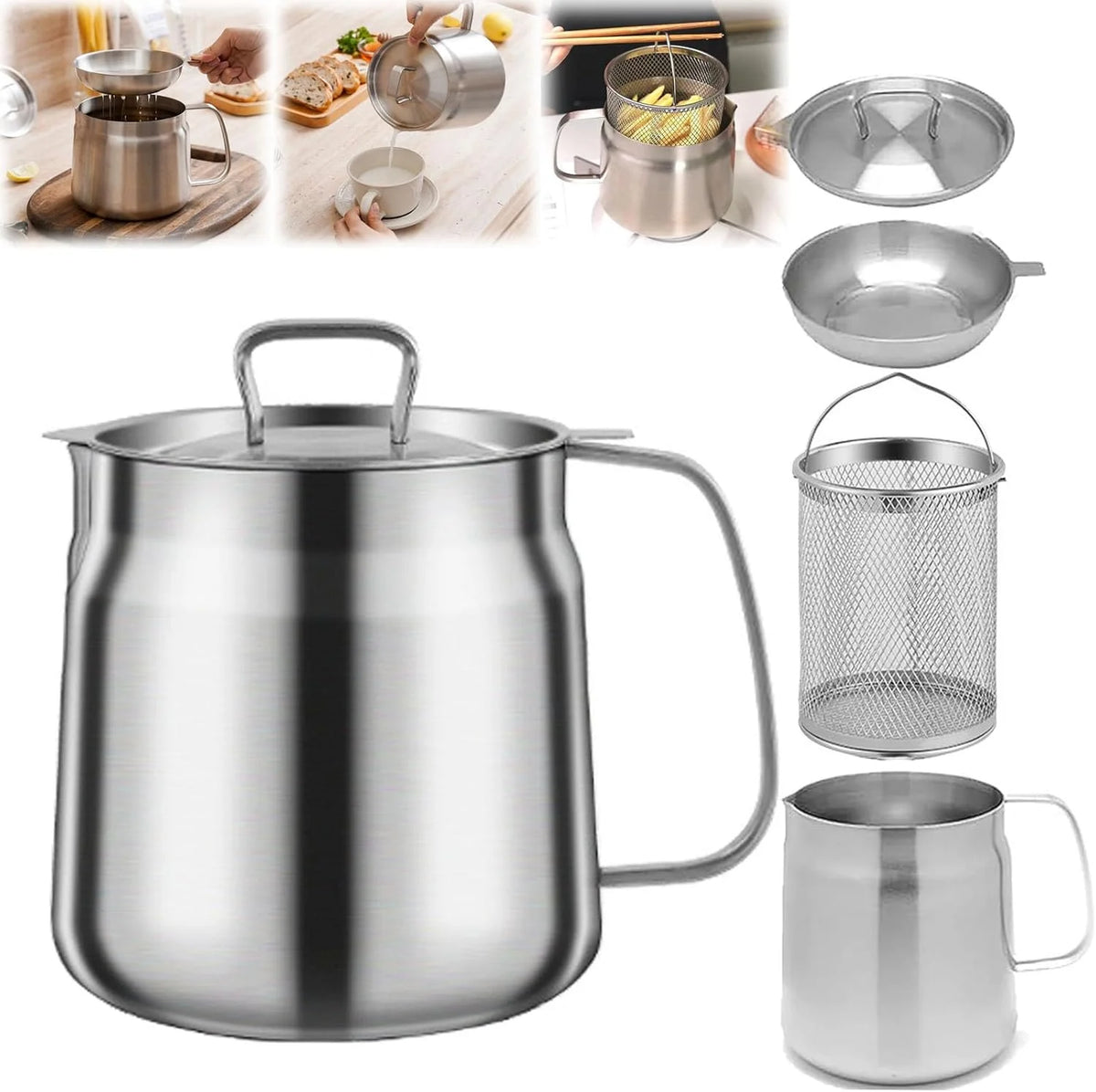 Stainless Steel Large Capacity Oil Filter Pot