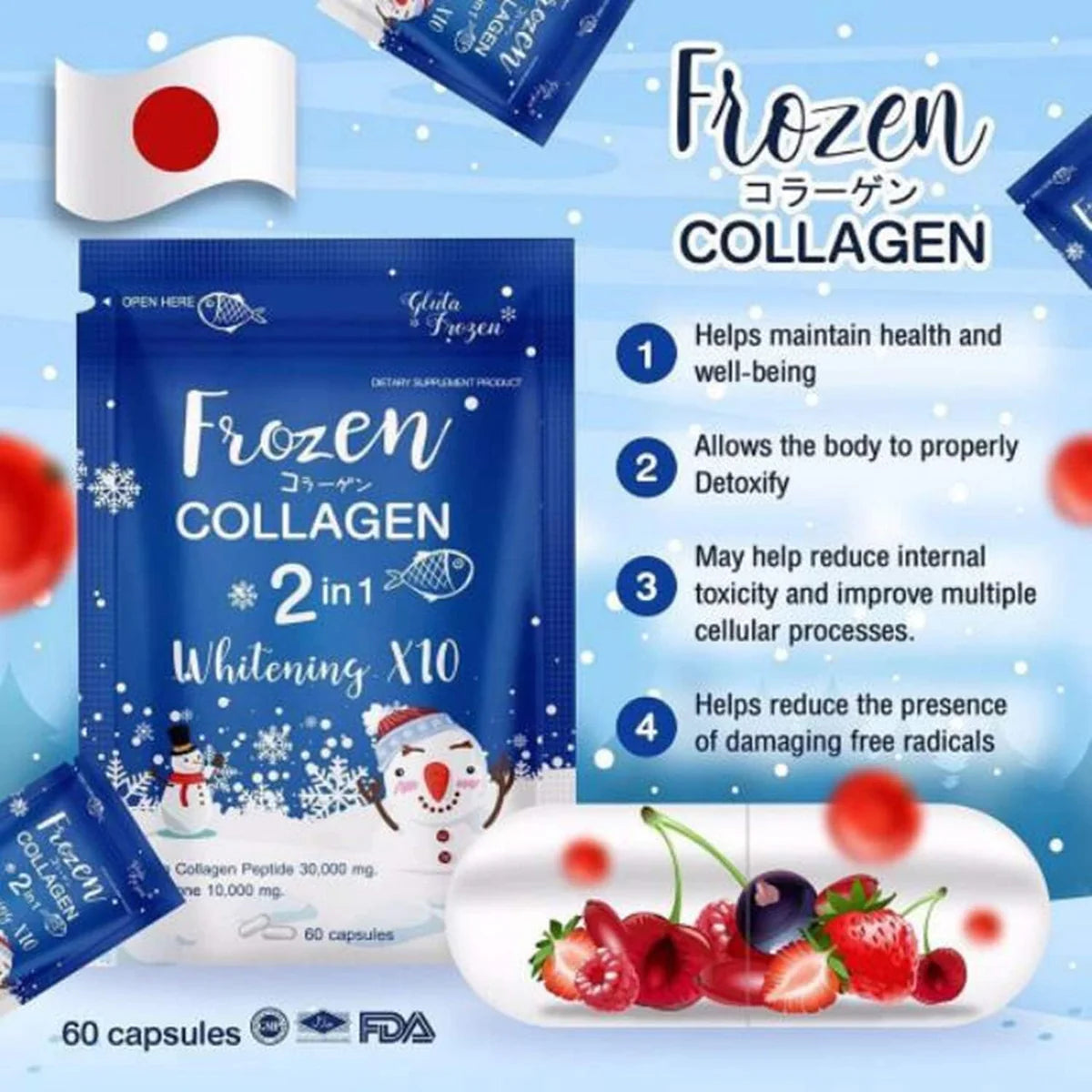 Frozen Collagen 2 in 1 Whitening Caps - 60 Capsules