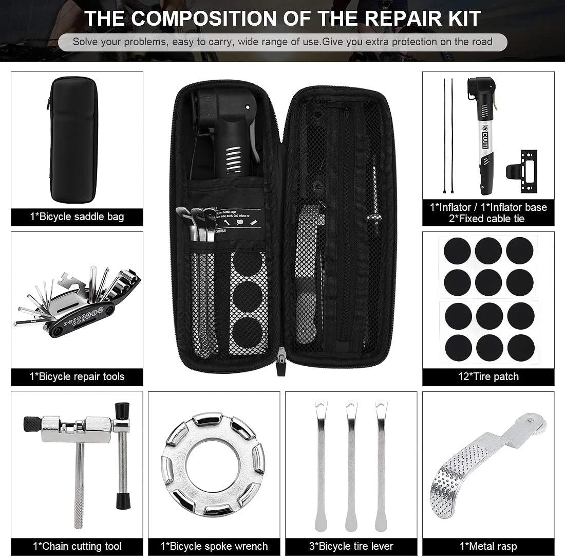 16 in 1 Bike Repair Tool Kit, Portable Multi Function Accessories Set