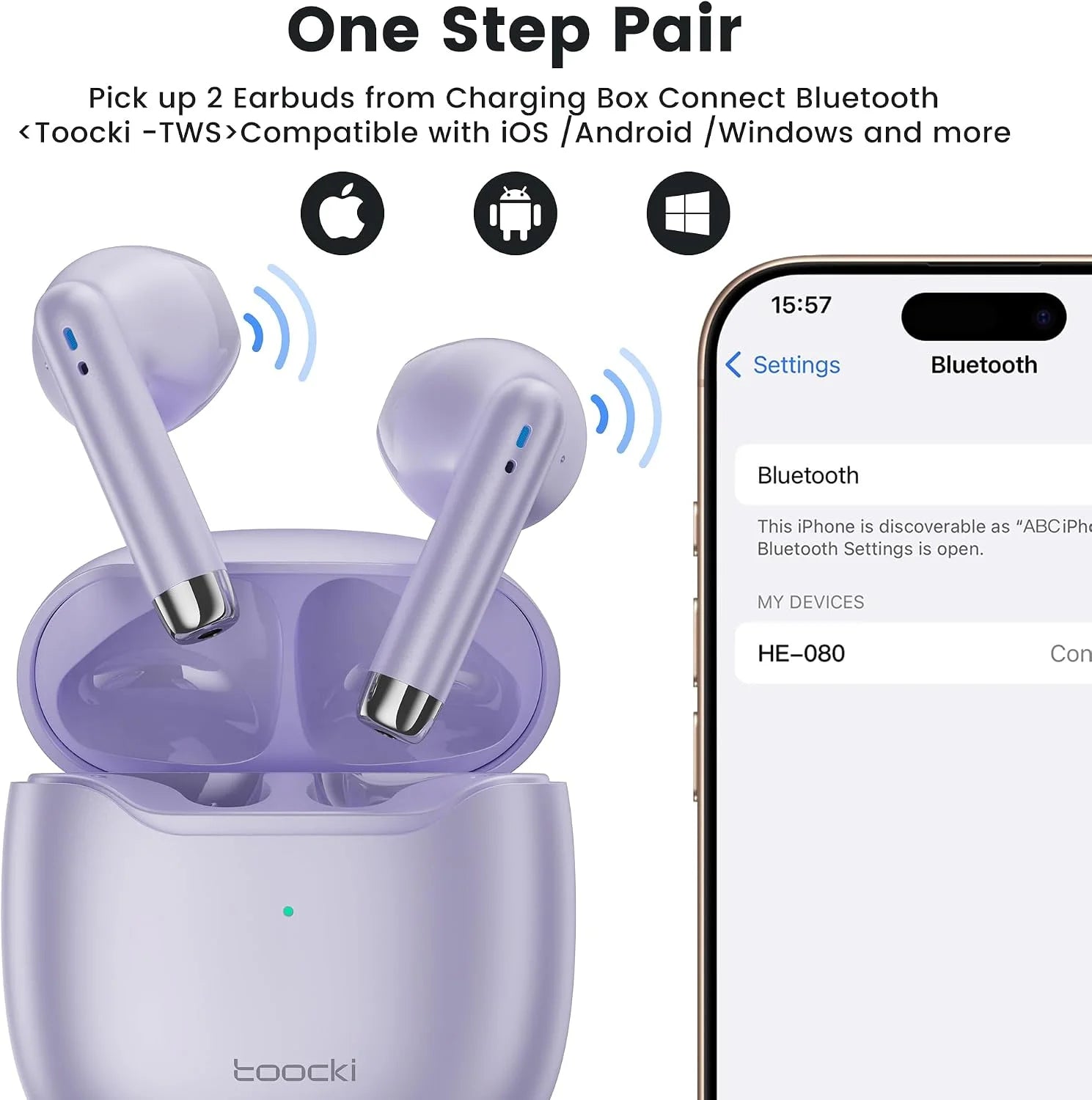toocki TWS Wireless Bluetooth 5.4 HiFi Stereo - In-Ear Headphones
