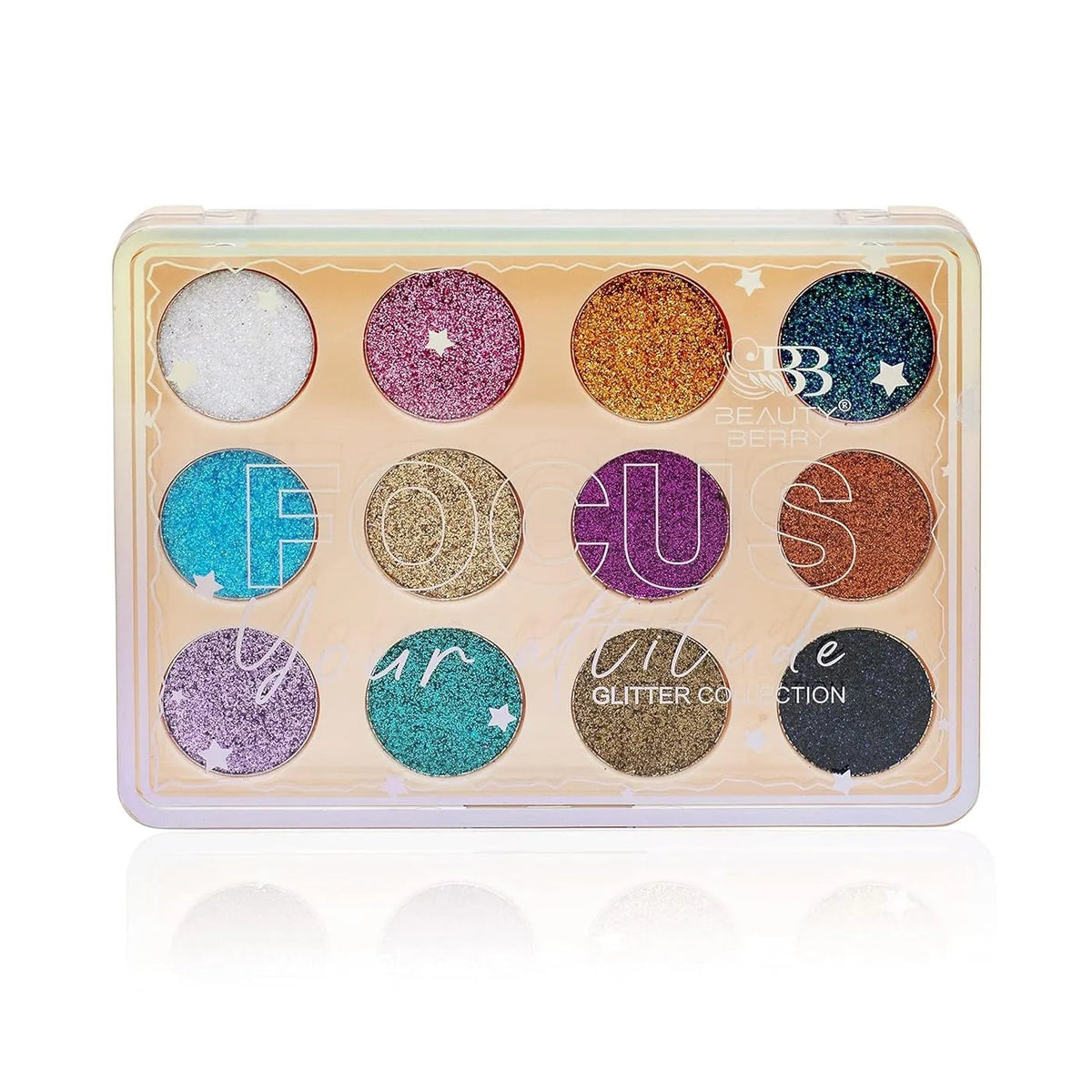 Seven Cool 12-Color Glitter Eyeshadow Palette – High-Impact Sparkle for Eyes & Face
