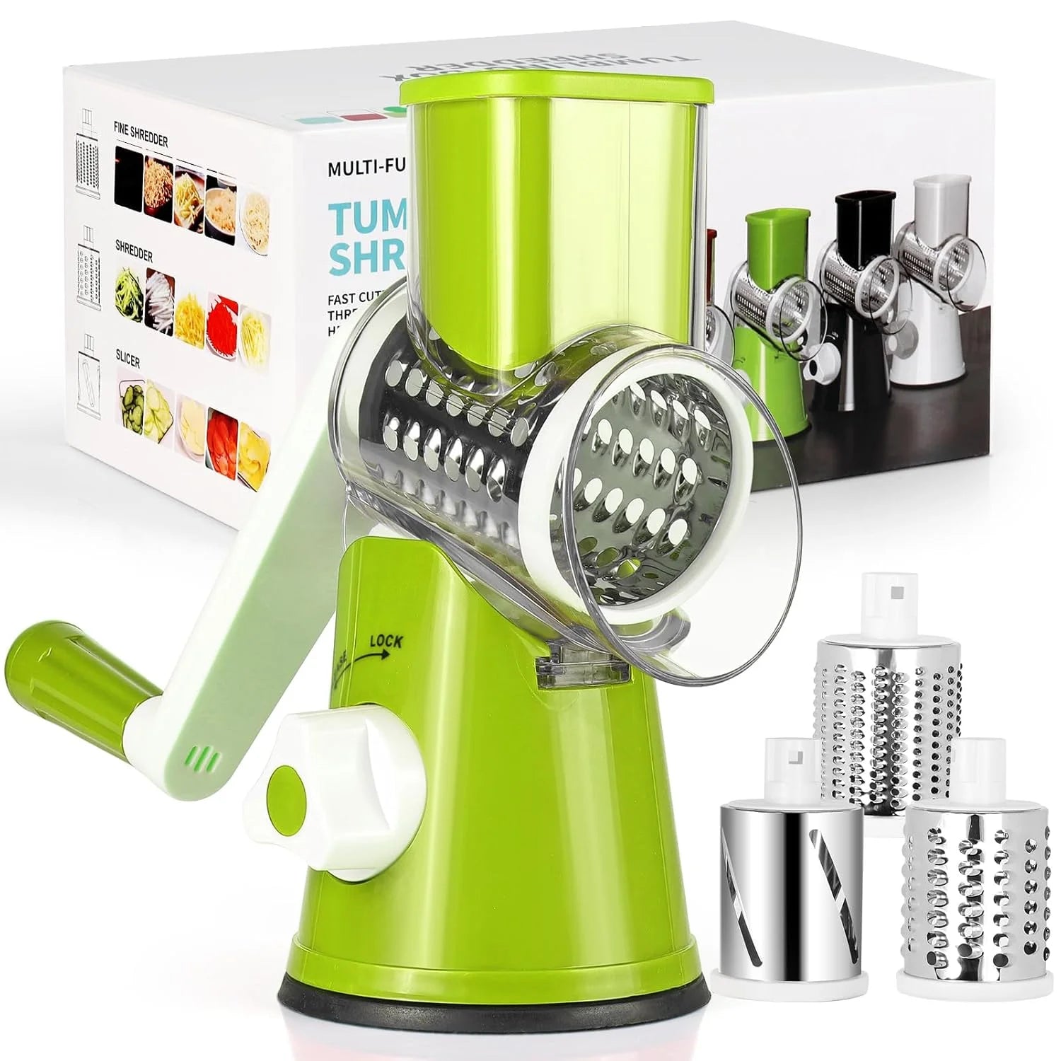 3-in-1 Vegetable Cutter – Multifunctional Rotary Drum Slicer