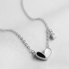 Stainless steel  Black white Heart - Each