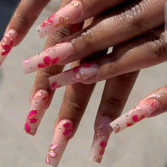 3D Pink Lotus Flower Nail Stickers