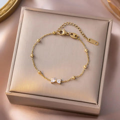 Gold Zircon Bow Satellite Bracelet