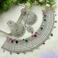 Silver Malti Necklace set