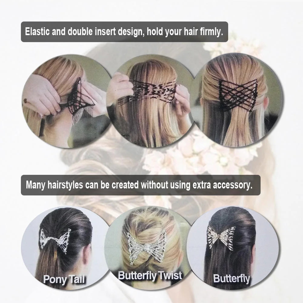 Ez Beads Hair Combs Magic Elastic Hair Double Clips For Women - Each