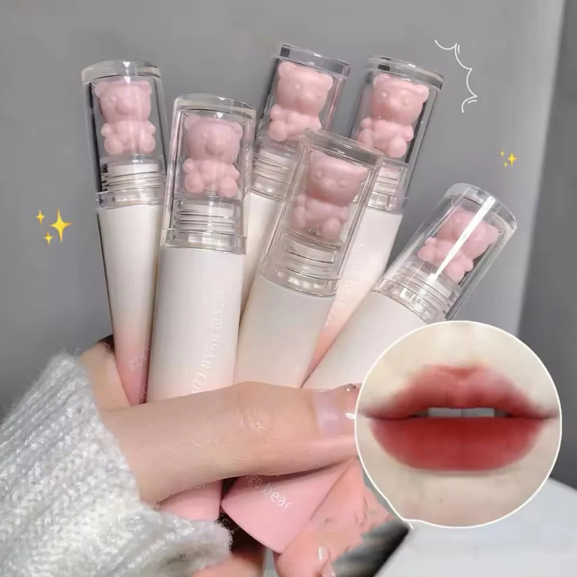 Gege Bear - Cartoon Matte Lip Gloss - 6 Pcs Set