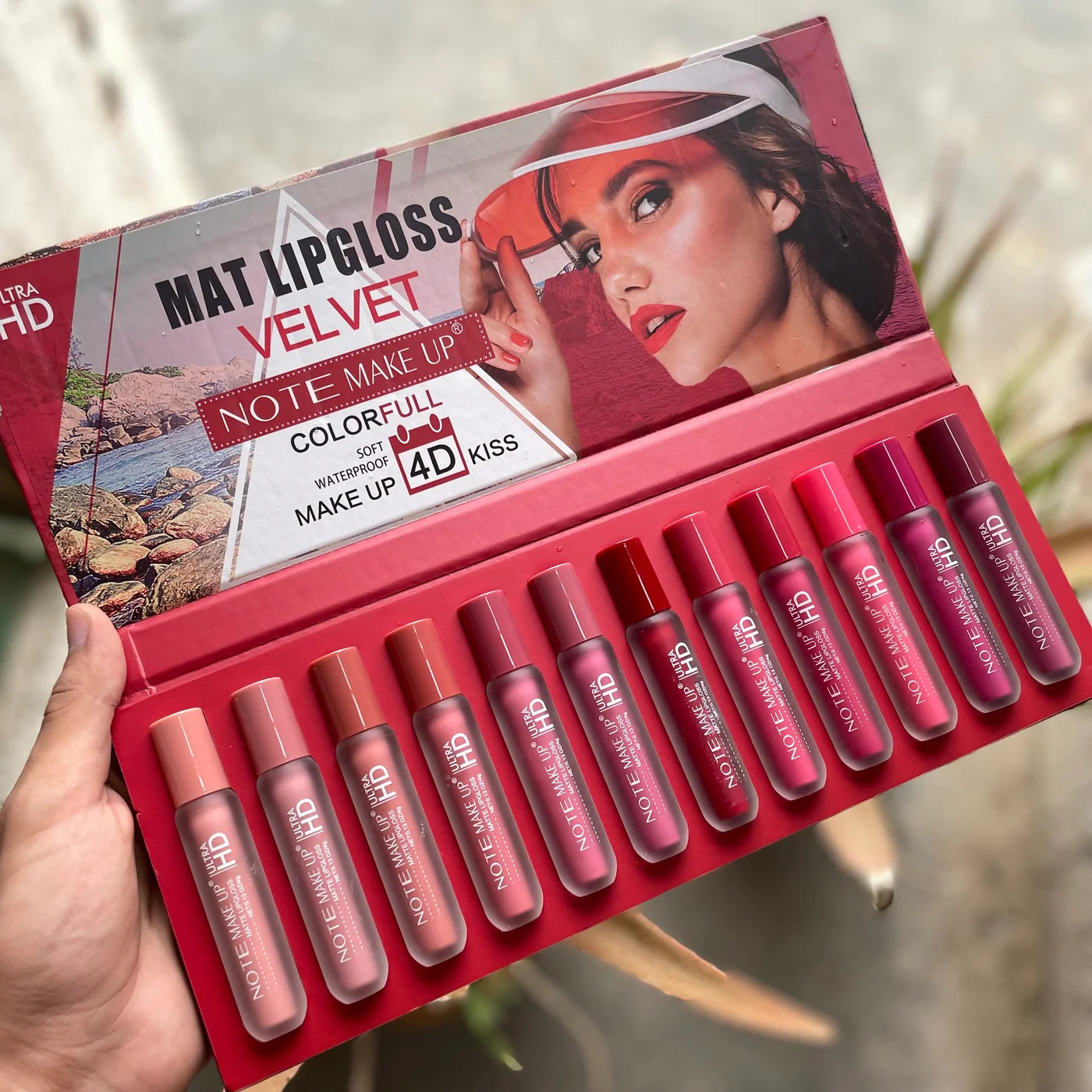 Note Makeup Nude Look Matte Velvet Lip Gloss Tray - 12 Color