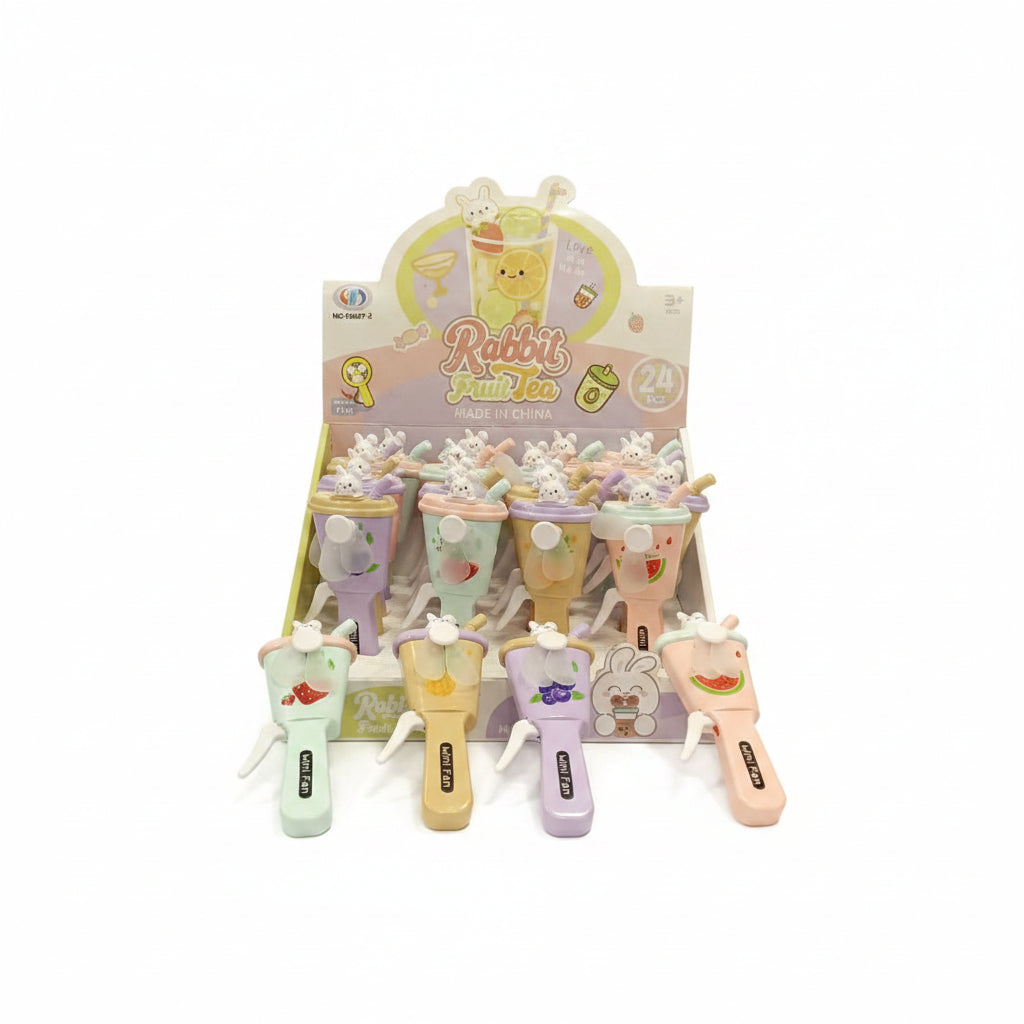 Mini Plastic Cartoon Rabbit Fruit Tree Fan Toy