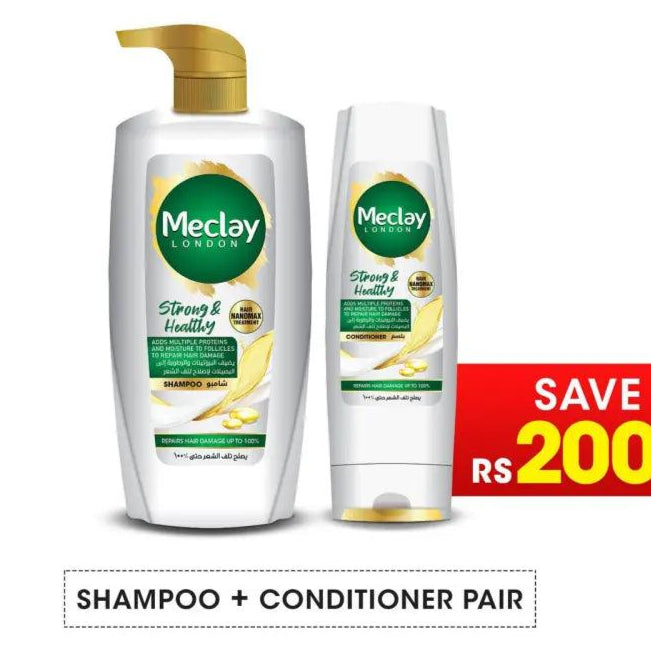 Meclay London Strong & Healthy Shampoo - 660ml + Conditioner Pair Box (Save Rupees 200)