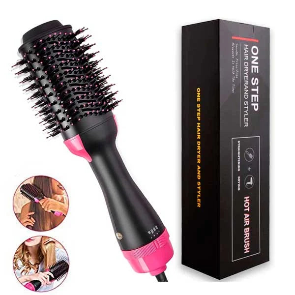 One Step Hot Air Brush - Dryer + Straightener with Gift Hair Hold Spray