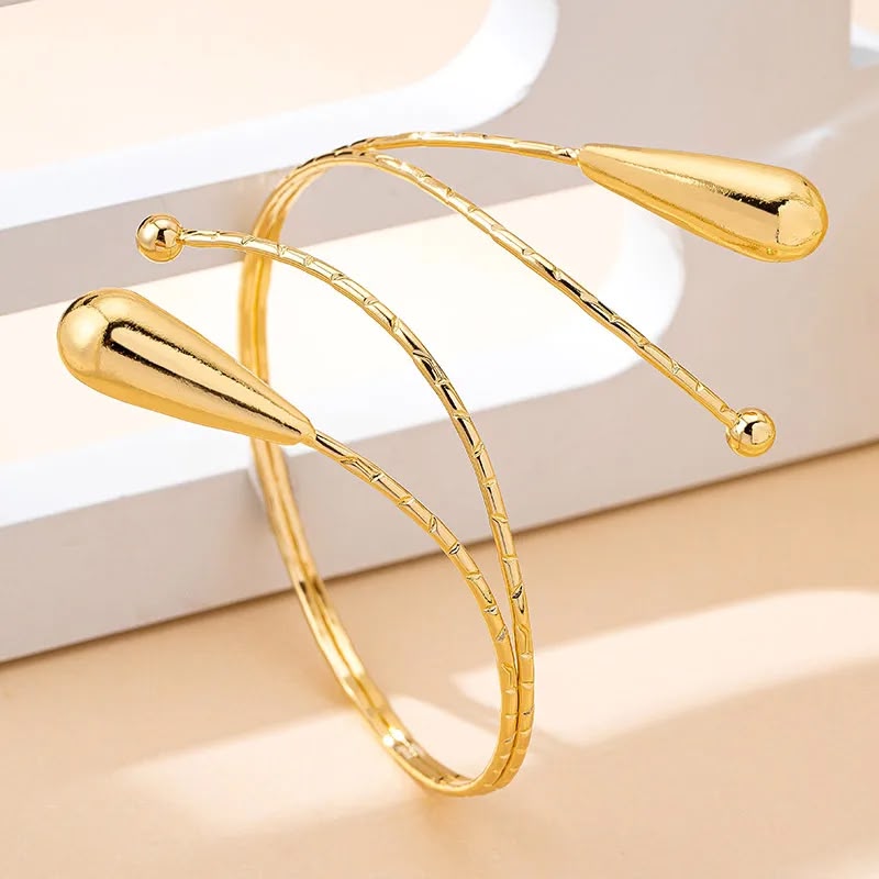 Stainless Steel Minimalist Vintage Elegant Water Drop arm cuff - Each