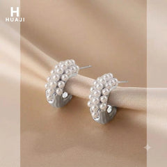 Mini Pearl Hoops Earrings Golden & Silver - Each