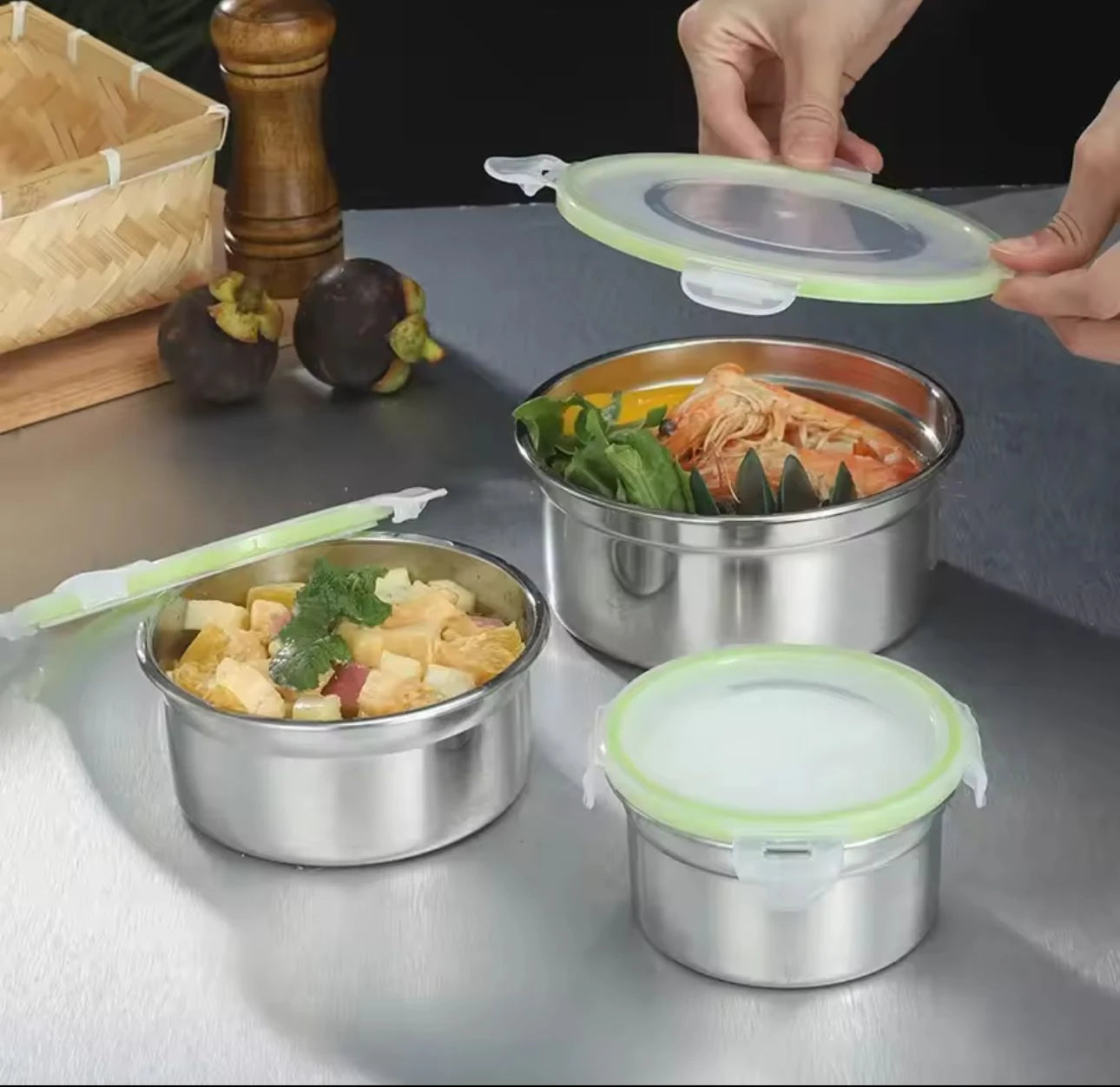 Korean Style Three-Piece Set Sealed Storage Container