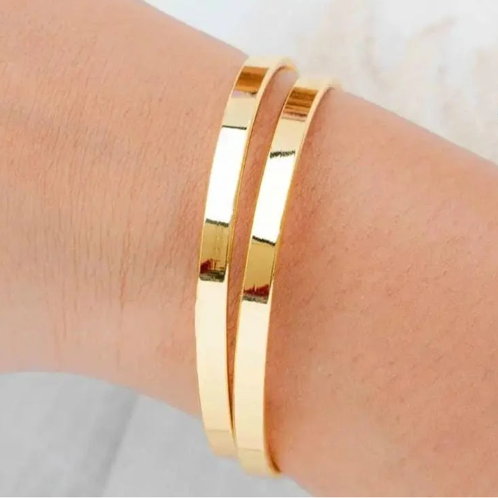 Gold Plated Plain Flat Plain Bangle
