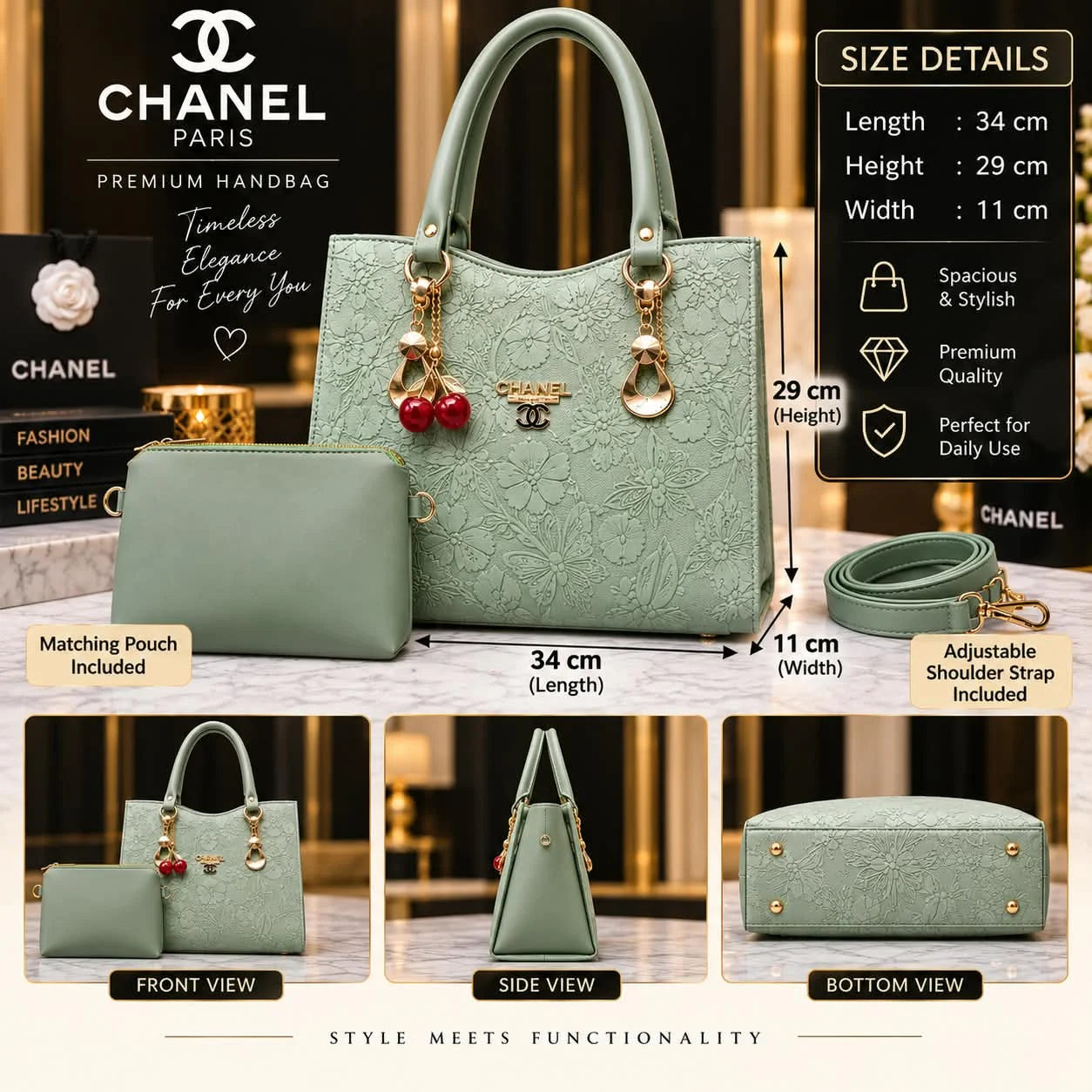 Chanel Embossed Floral Motif Tote Bag
