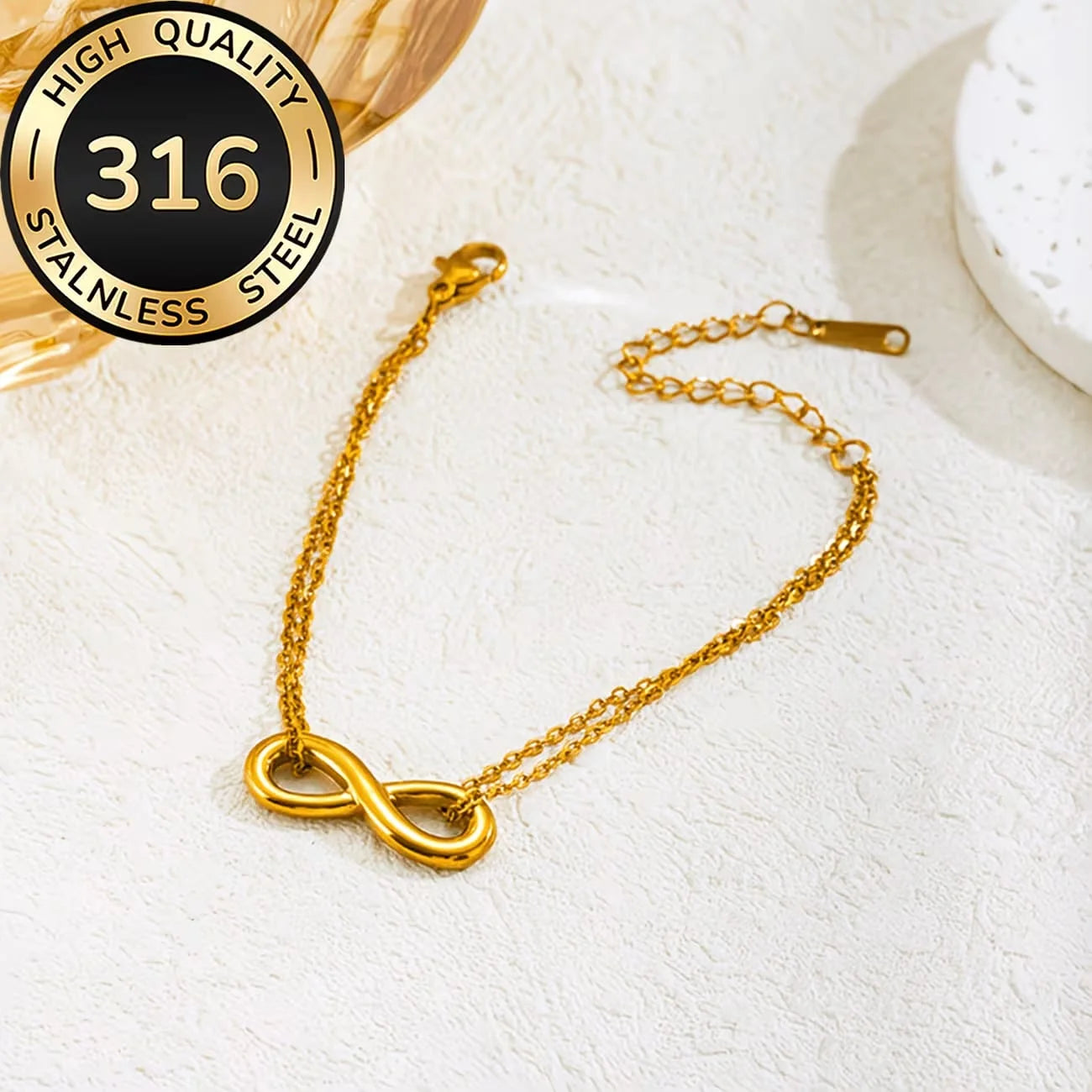 Stainless Steel  Minimalist Infinity Sign Charm Bracelet - Each