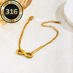 Stainless Steel  Minimalist Infinity Sign Charm Bracelet - Each