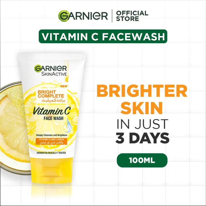 Garnier Bright Complete Vitamin C Face Wash - 100ml