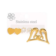Stainless Steel Multi-Element Earrings Set – Heart, Love, Bow & Flower Stud Earrings
