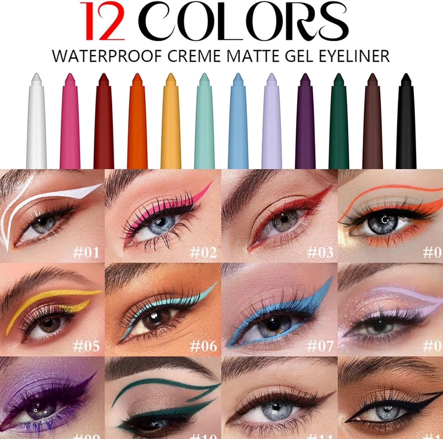 Cool Story Waterproof Colored Matte Lip Liner - 12 pcs Set